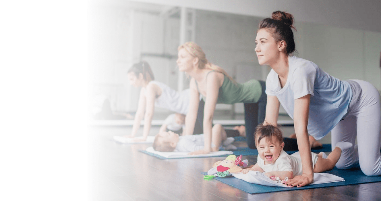 Background picture of mom and baby working out